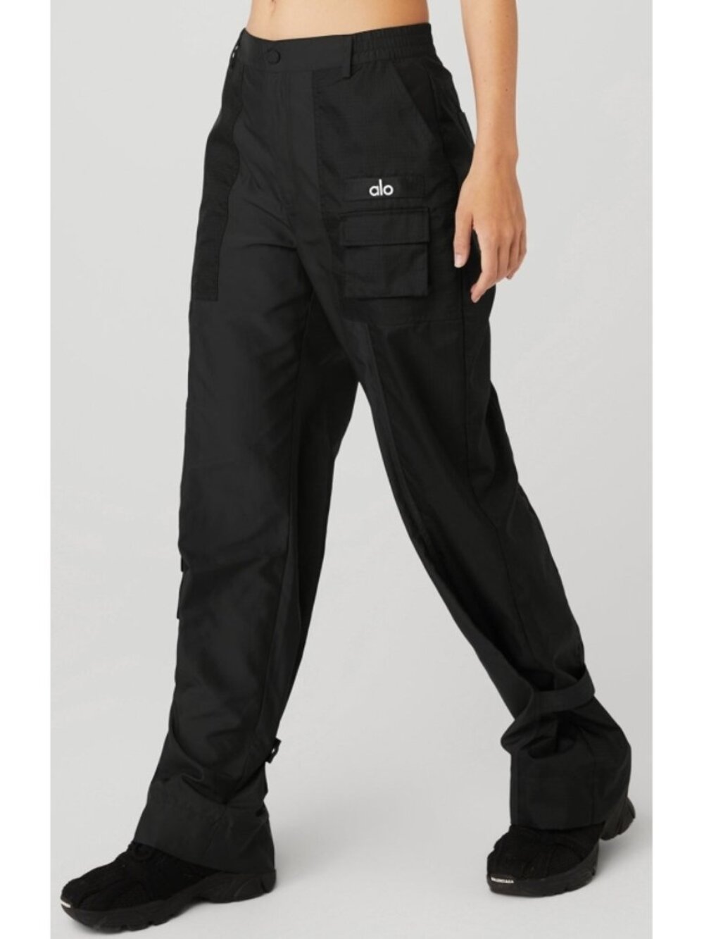 Alo Blaze Trouser Pants Black High-Rise Waist Cargo Windbreaker Hiking Edgy S